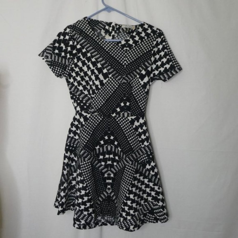 Freebird Houndstooth Multi Cutout Back Mini Dress